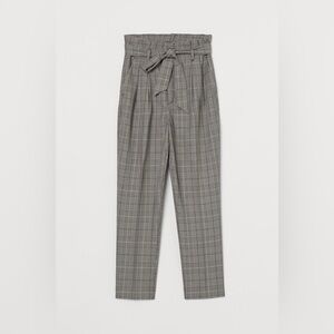 High waisted paper bag tie front belt pants trousers